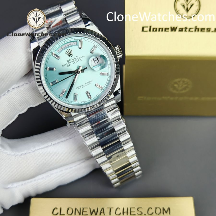 Rolex Super Clone Watches 1:1 Day Date Ice Blue Dial 36mm m128236-0009 3255 Movement - Image 3