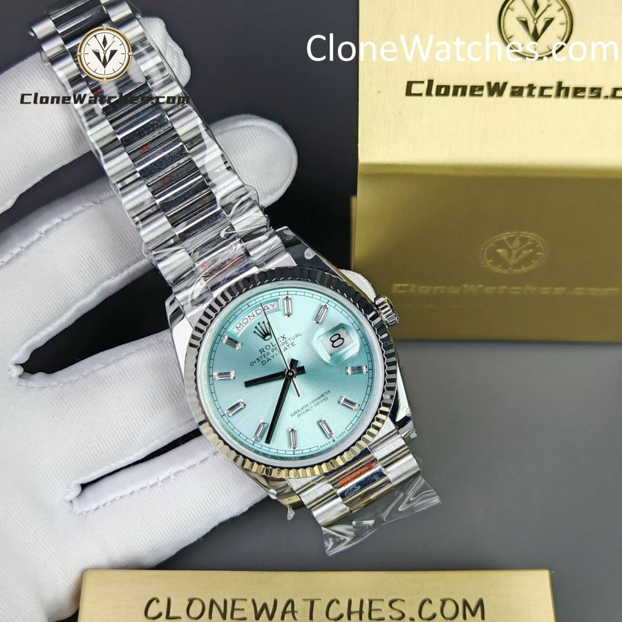 Rolex Super Clone Watches 1:1 Day Date Ice Blue Dial 36mm m128236-0009 3255 Movement - Image 4
