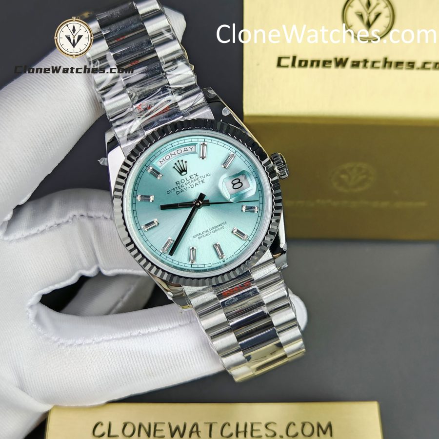 Rolex Super Clone Watches 1:1 Day Date Ice Blue Dial 36mm m128236-0009 3255 Movement - Image 5