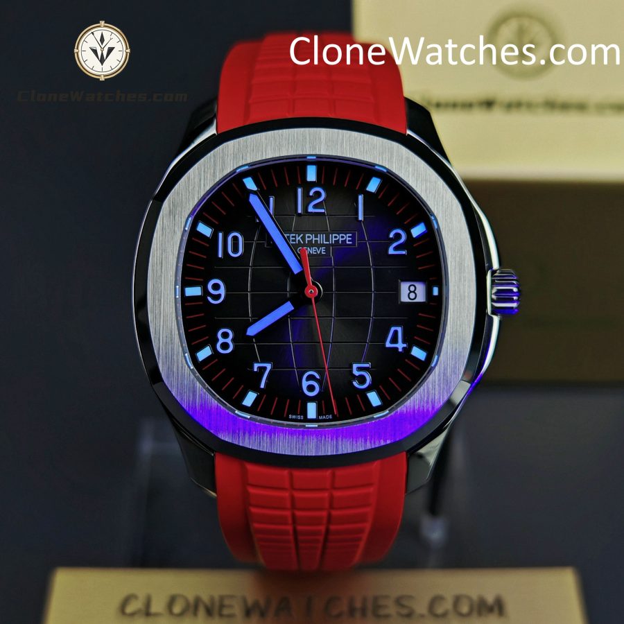 Patek Philippe Super Clone Watches 1:1 Aquanaut 5167 Black Dial 40mm Red Strap Special Edition - Image 2