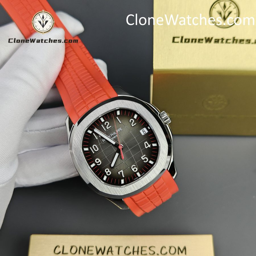 Patek Philippe Super Clone Watches 1:1 Aquanaut 5167 Black Dial 40mm Red Strap Special Edition - Image 5