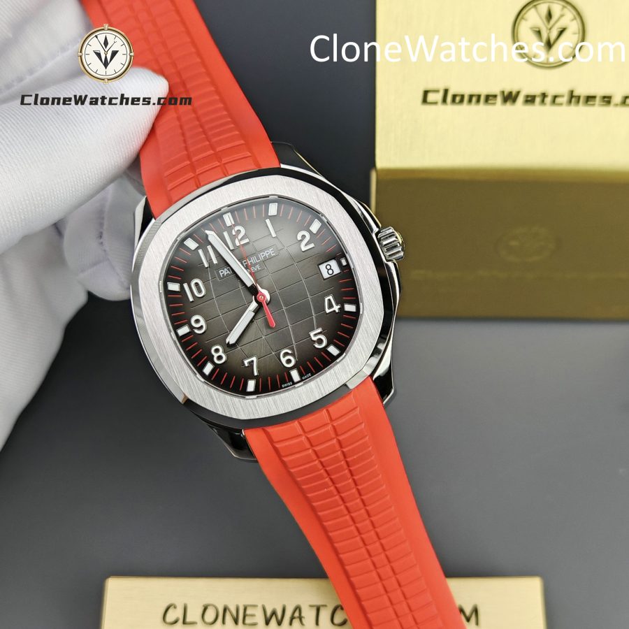 Patek Philippe Super Clone Watches 1:1 Aquanaut 5167 Black Dial 40mm Red Strap Special Edition - Image 6