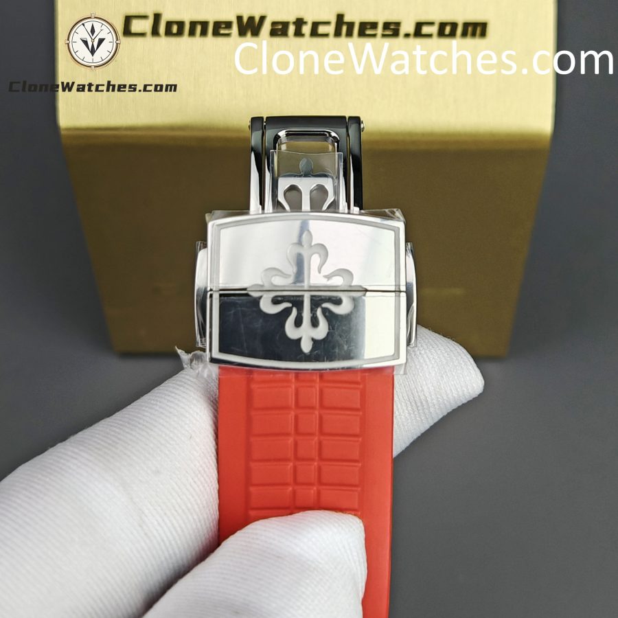 Patek Philippe Super Clone Watches 1:1 Aquanaut 5167 Black Dial 40mm Red Strap Special Edition - Image 9