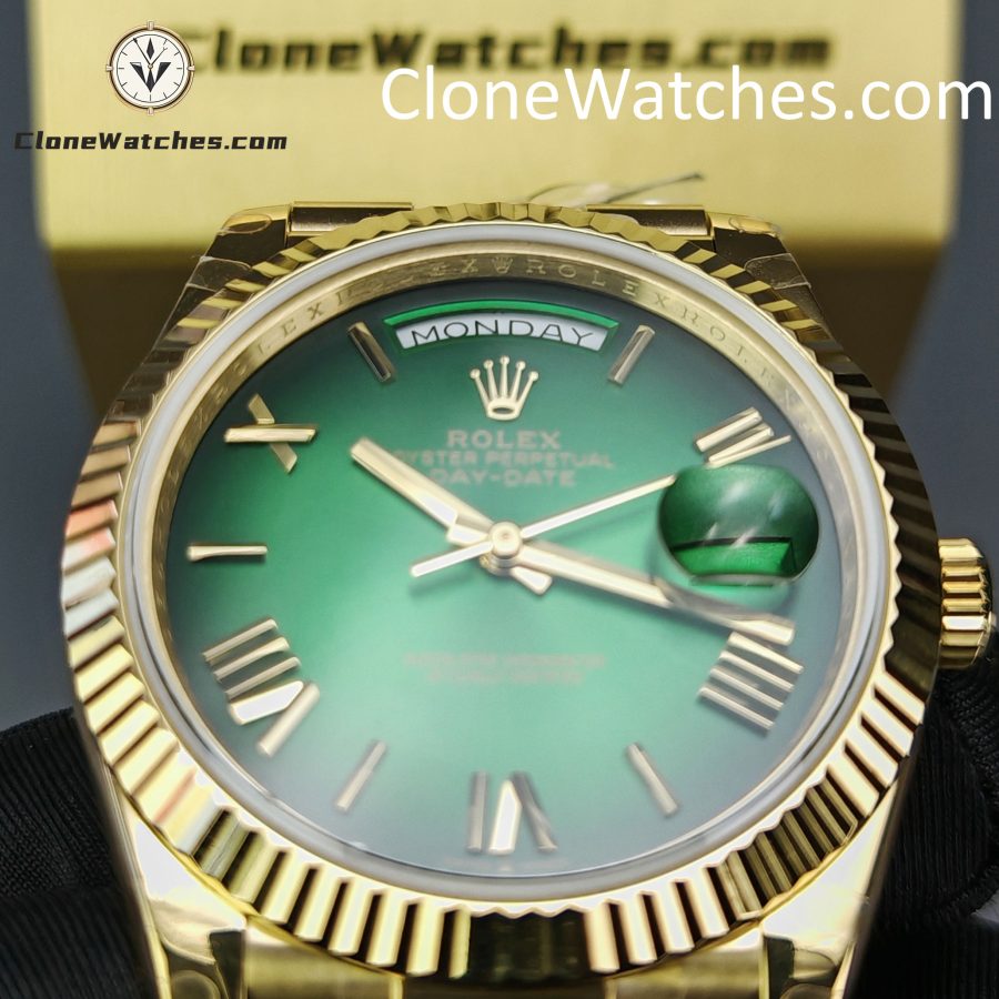 Rolex Super Clone Watches 1:1 Day Date 18K Gold Gradient Green Roman Dial 36mm m128235-0118 3255 Movement - Image 13