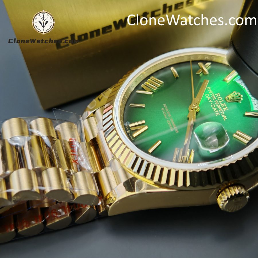 Rolex Super Clone Watches 1:1 Day Date 18K Gold Gradient Green Roman Dial 36mm m128235-0118 3255 Movement - Image 14