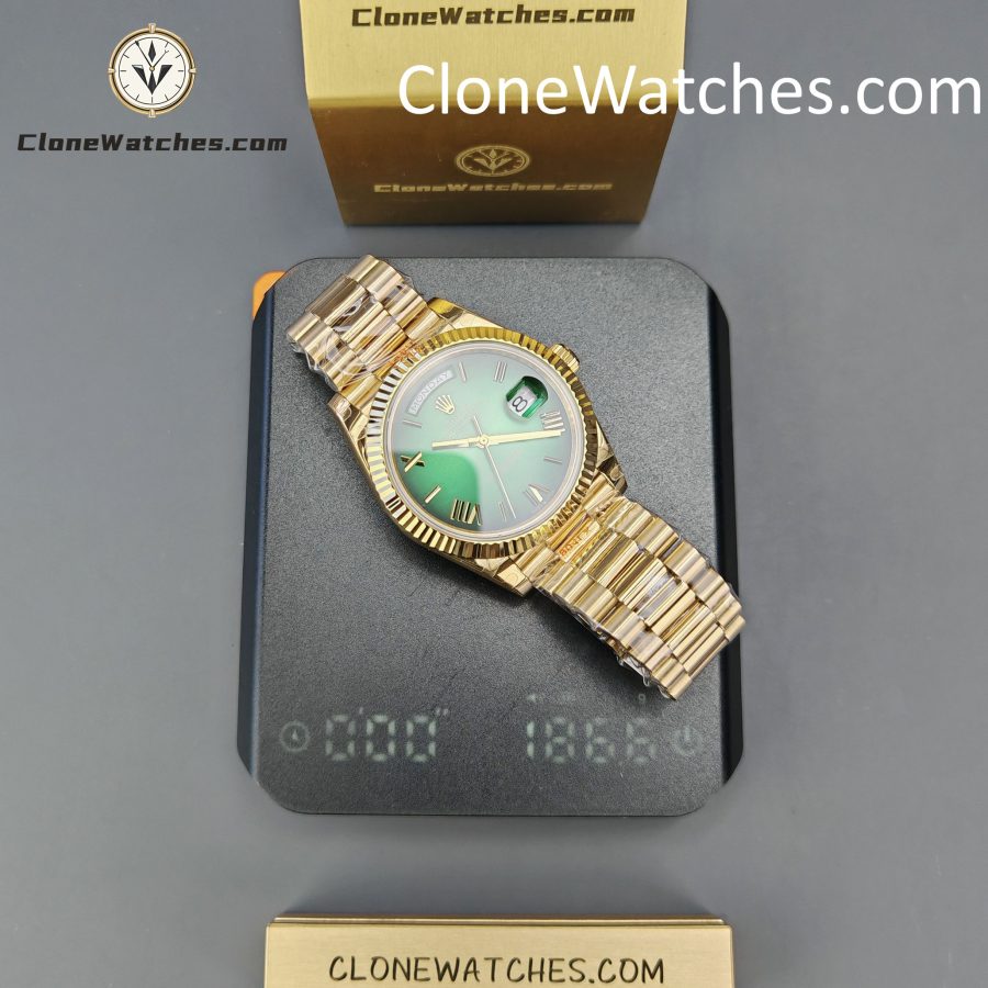 Rolex Super Clone Watches 1:1 Day Date 18K Gold Gradient Green Roman Dial 36mm m128235-0118 3255 Movement - Image 16