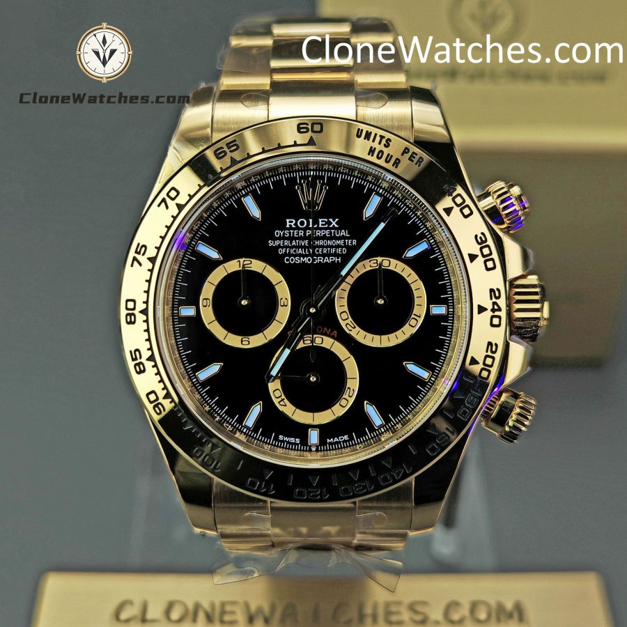 Rolex Super Clone Watches 1:1 Daytona 18K Gold Black Dial M126508-0004 4131 Movement - Image 2