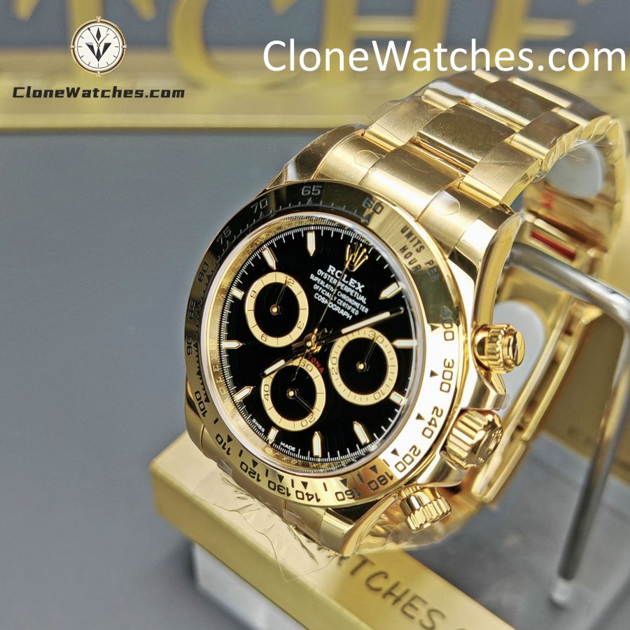 Rolex Super Clone Watches 1:1 Daytona 18K Gold Black Dial M126508-0004 4131 Movement - Image 3