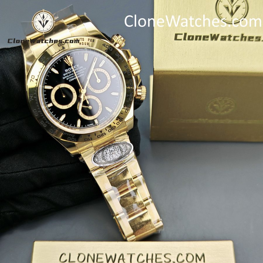 Rolex Super Clone Watches 1:1 Daytona 18K Gold Black Dial M126508-0004 4131 Movement - Image 4