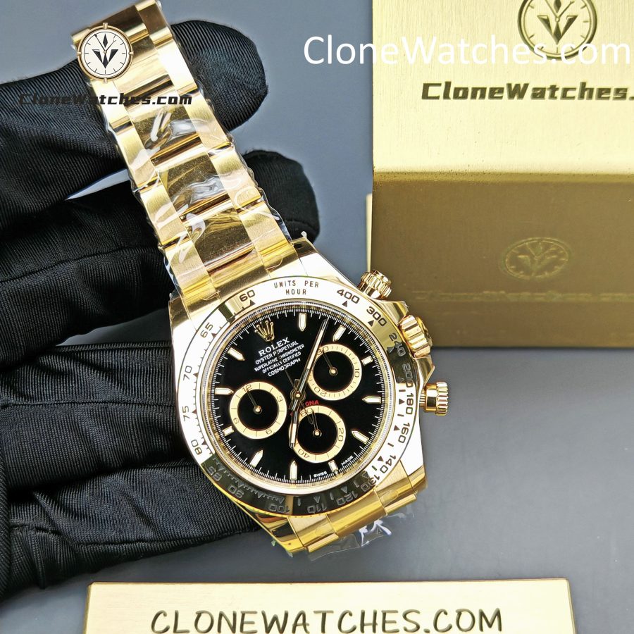 Rolex Super Clone Watches 1:1 Daytona 18K Gold Black Dial M126508-0004 4131 Movement - Image 5