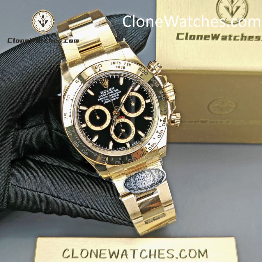 Rolex Super Clone Watches 1:1 Daytona 18K Gold Black Dial M126508-0004 4131 Movement - Image 6