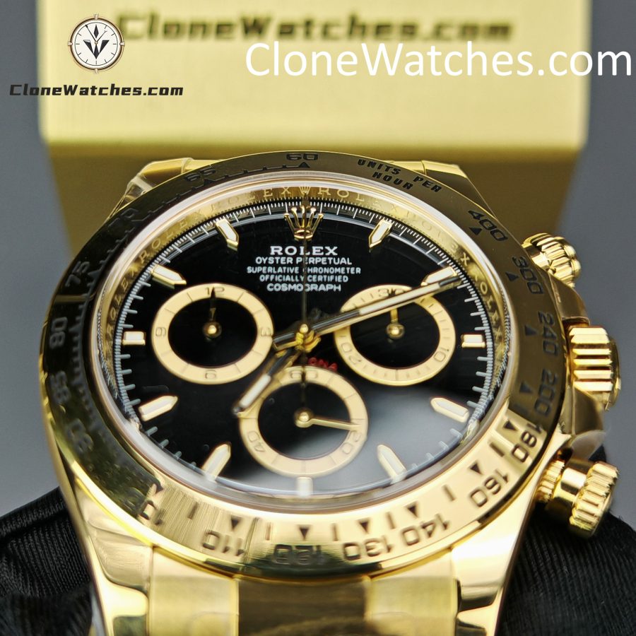 Rolex Super Clone Watches 1:1 Daytona 18K Gold Black Dial M126508-0004 4131 Movement - Image 11