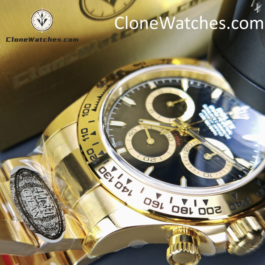 Rolex Super Clone Watches 1:1 Daytona 18K Gold Black Dial M126508-0004 4131 Movement - Image 12