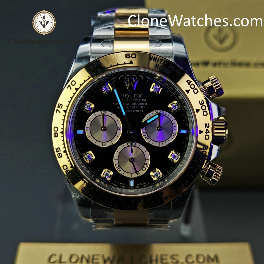 Rolex Super Clone Watches 1:1 Daytona 18K Gold Black Diamond Dial M126503-0002 4131 Movement - Image 2