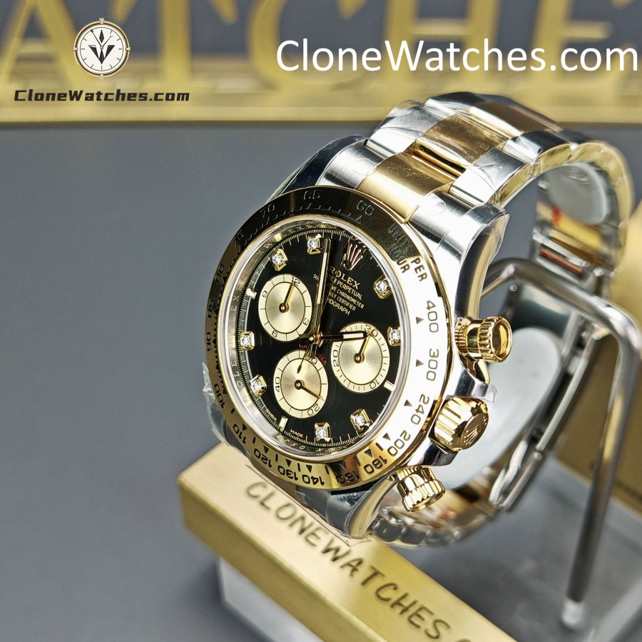 Rolex Super Clone Watches 1:1 Daytona 18K Gold Black Diamond Dial M126503-0002 4131 Movement - Image 3