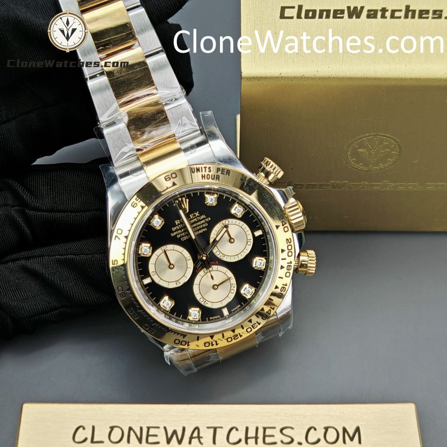 Rolex Super Clone Watches 1:1 Daytona 18K Gold Black Diamond Dial M126503-0002 4131 Movement - Image 5