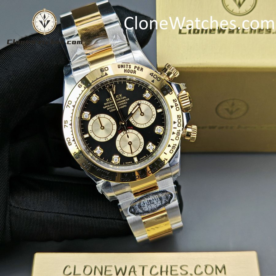 Rolex Super Clone Watches 1:1 Daytona 18K Gold Black Diamond Dial M126503-0002 4131 Movement - Image 6