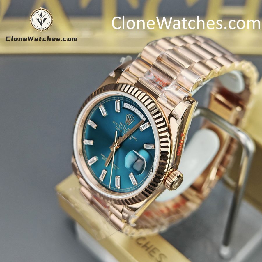 Rolex Super Clone Watches 1:1 Day Date Rose Gold Turquoise Dial 36mm m128235-0085 3255 Movement - Image 2