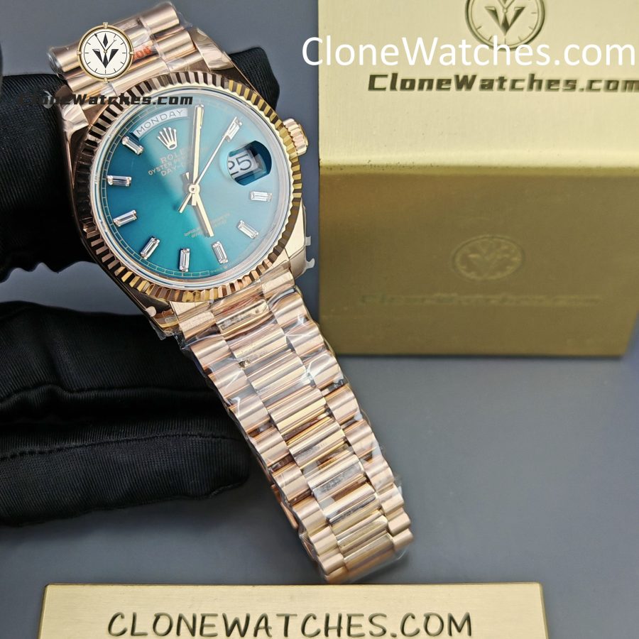 Rolex Super Clone Watches 1:1 Day Date Rose Gold Turquoise Dial 36mm m128235-0085 3255 Movement - Image 3