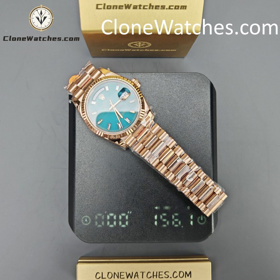 Rolex Super Clone Watches 1:1 Day Date Rose Gold Turquoise Dial 36mm m128235-0085 3255 Movement - Image 16