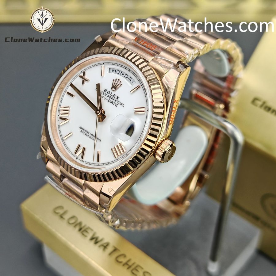 Rolex Super Clone Watches 1:1 Day Date Rose Gold White Dial 36mm m128235-0070 3255 Movement - Image 2