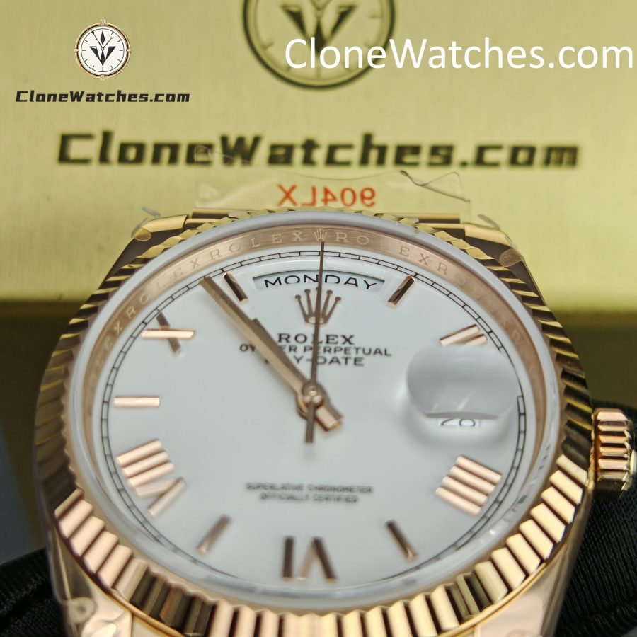 Rolex Super Clone Watches 1:1 Day Date Rose Gold White Dial 36mm m128235-0070 3255 Movement - Image 12