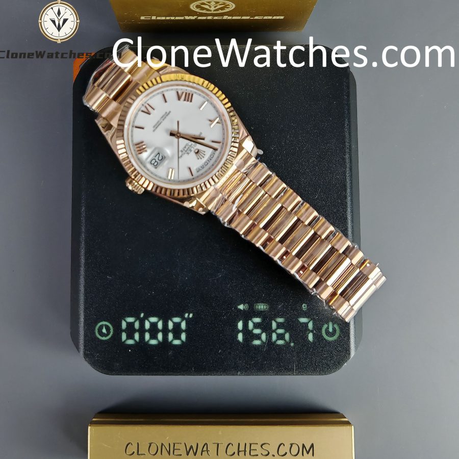 Rolex Super Clone Watches 1:1 Day Date Rose Gold White Dial 36mm m128235-0070 3255 Movement - Image 14
