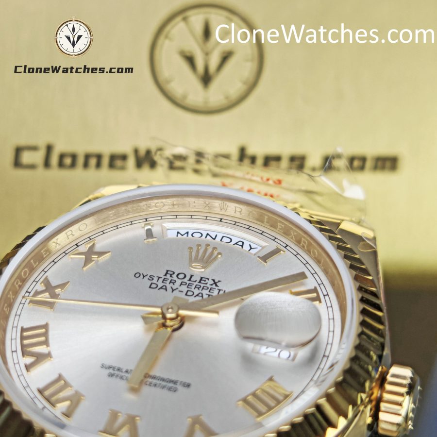 Rolex Super Clone Watches 1:1 Day Date 18K Gold White Dial 36mm m128238-0076 3255 Movement - Image 12