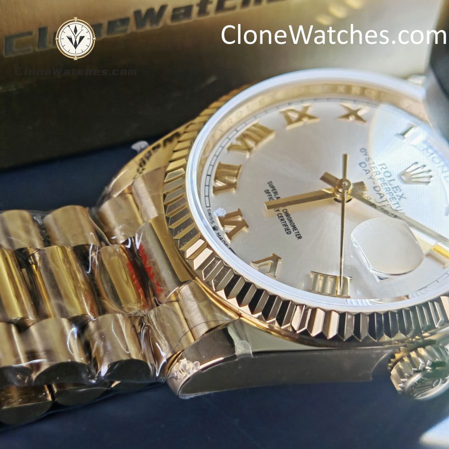 Rolex Super Clone Watches 1:1 Day Date 18K Gold White Dial 36mm m128238-0076 3255 Movement - Image 13