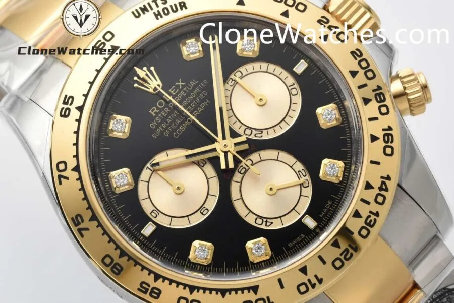 Rolex Super Clone Watches 1:1 Daytona 18K Gold Black Diamond Dial M126503-0002 4131 Movement - Image 3