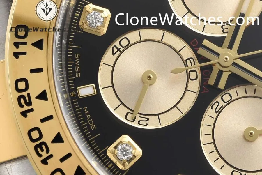 Rolex Super Clone Watches 1:1 Daytona 18K Gold Black Diamond Dial M126503-0002 4131 Movement - Image 5