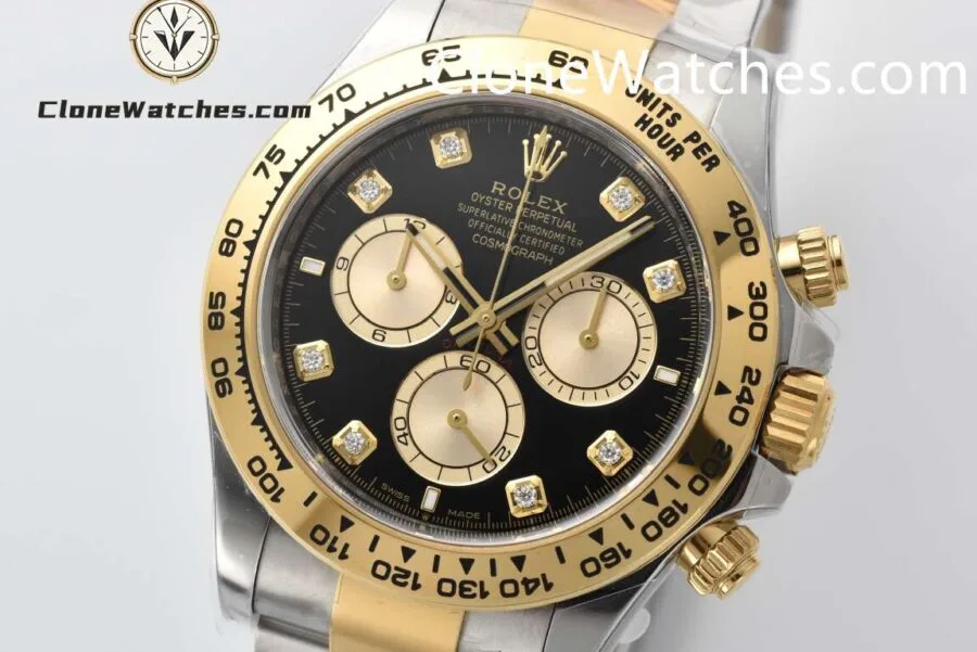 Rolex Super Clone Watches 1:1 Daytona 18K Gold Black Diamond Dial M126503-0002 4131 Movement - Image 2