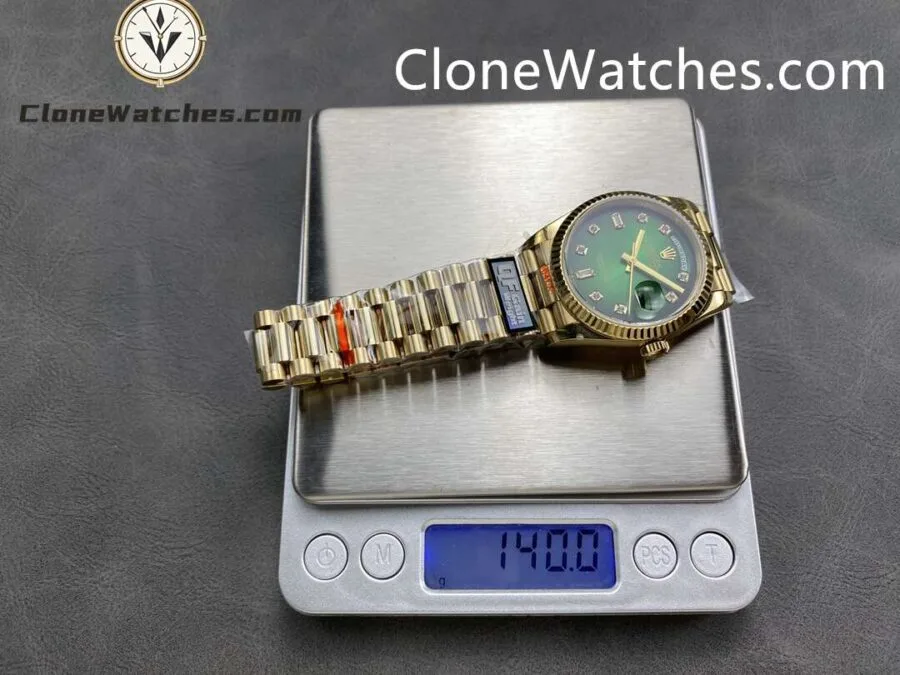 Rolex Super Clone Watches 1:1 Day Date 18K Gold Gradient Green Diamond Dial 36mm m128238-0069 3255 Movement - Image 9