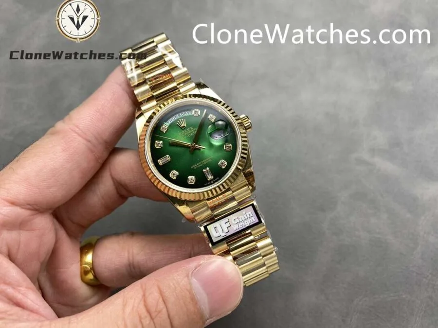 Rolex Super Clone Watches 1:1 Day Date 18K Gold Gradient Green Diamond Dial 36mm m128238-0069 3255 Movement - Image 4