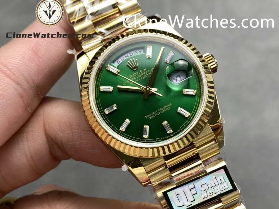 Rolex Super Clone Watches 1:1 Day Date 18K Gold Bright Green Dial 36mm m128238-0130 3255 Movement - Image 3