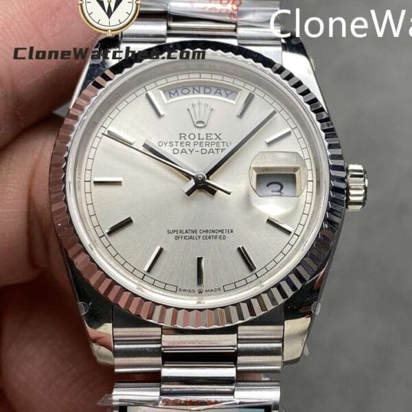 Super Clone Watches – Rolex  Day Date Silver Dial m128236-0001 