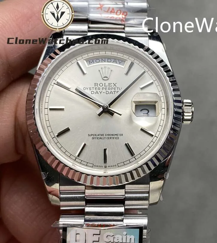 Super Clone Watches – Rolex  Day Date Silver Dial m128236-0001 