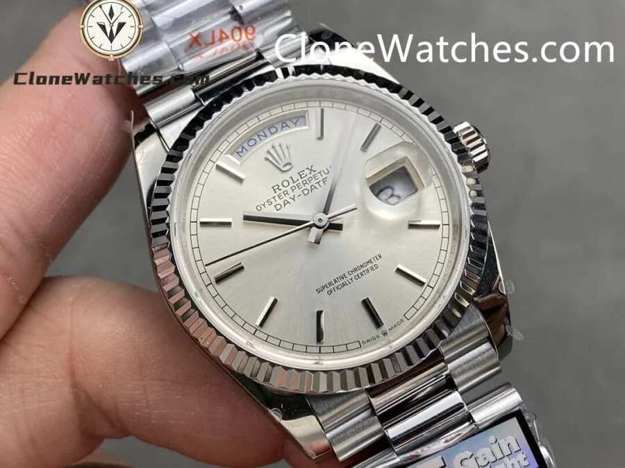 Rolex Super Clone Watches 1:1 Day Date Silver Dial 36mmm128236-0001 3255 Movement - Image 2