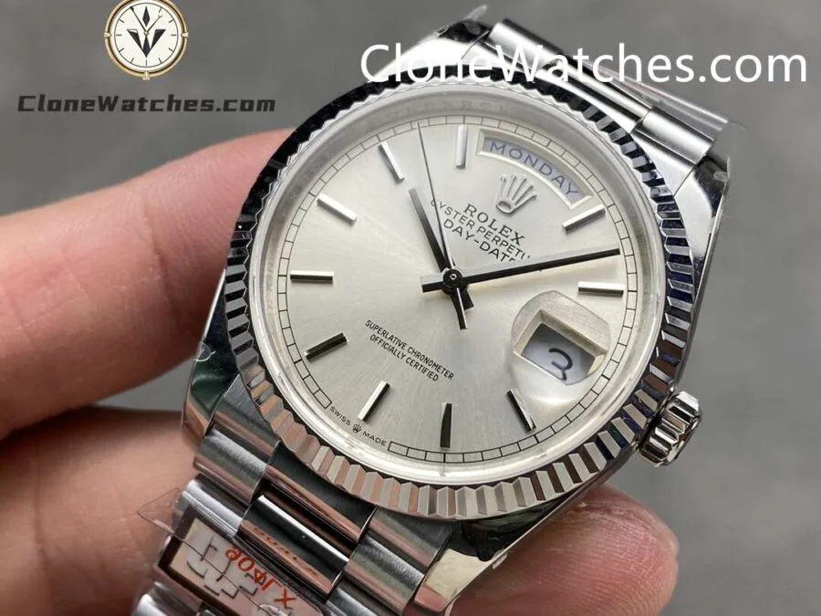 Rolex Super Clone Watches 1:1 Day Date Silver Dial 36mmm128236-0001 3255 Movement - Image 3