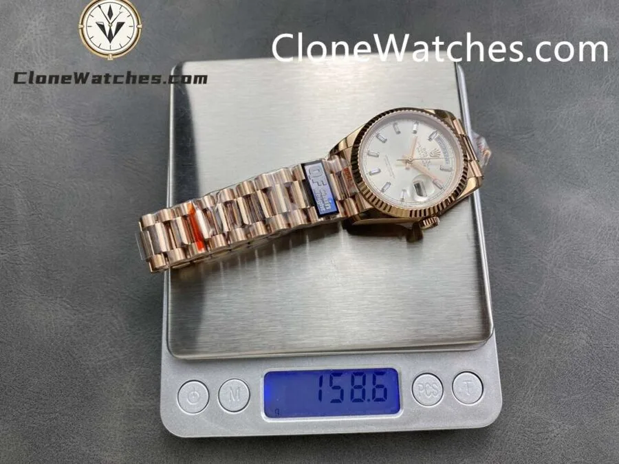 Rolex Super Clone Watches 1:1 Day Date Rose Gold Silver Dial 36mm m128235-0087 3255 Movement - Image 9