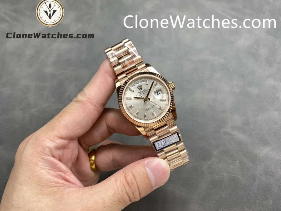 Rolex Super Clone Watches 1:1 Day Date Rose Gold Silver Dial 36mm m128235-0087 3255 Movement - Image 4