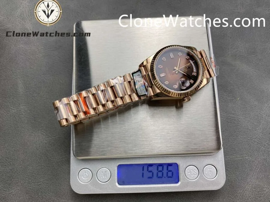 Rolex Super Clone Watches 1:1 Day Date Rose Gold Gradient Brown Dial 36mm m128235-0037 3255 Movement - Image 9