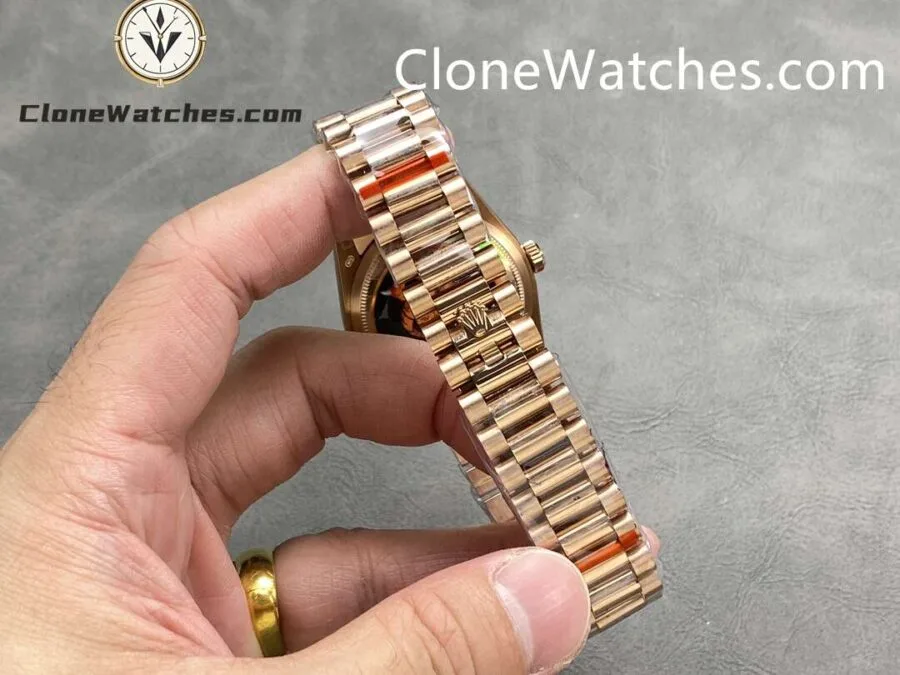 Rolex Super Clone Watches 1:1 Day Date Rose Gold Gradient Brown Dial 36mm m128235-0037 3255 Movement - Image 8