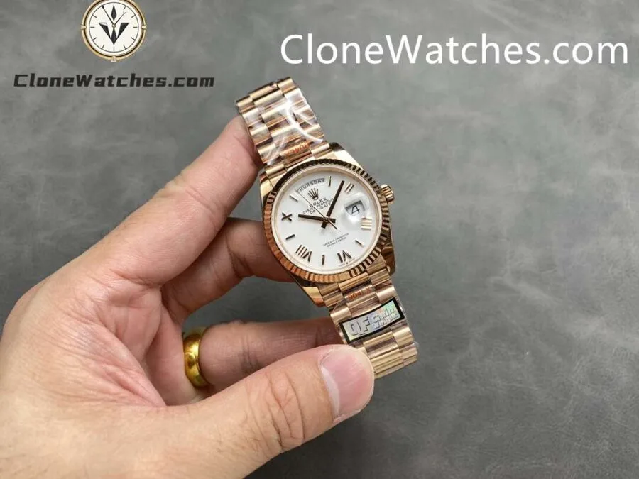 Rolex Super Clone Watches 1:1 Day Date Rose Gold White Dial 36mm m128235-0070 3255 Movement - Image 4