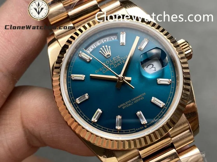 Rolex Super Clone Watches 1:1 Day Date Rose Gold Turquoise Dial 36mm m128235-0085 3255 Movement - Image 2