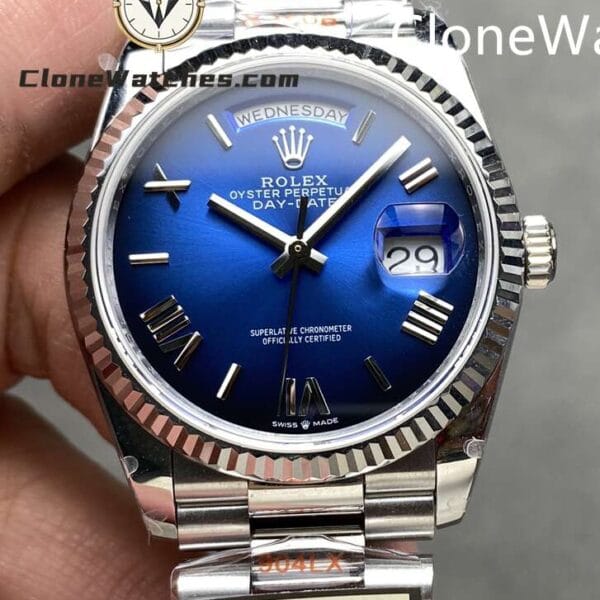 Super Clone Watches Rolex Day Date Gradient Blue Dial  m128239-0063