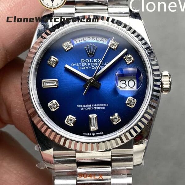 Super Clone Watches – Rolex Day Date Gradient Blue Dial  m128239-0023