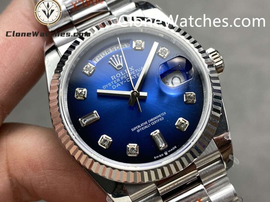 Rolex Super Clone Watches 1:1 Day Date Gradient Blue Dial 36mm m128239-0023 3255 Movement - Image 2