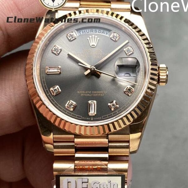 Super Clone Watches – Rolex  Day Date Gray Dial m128235-0050