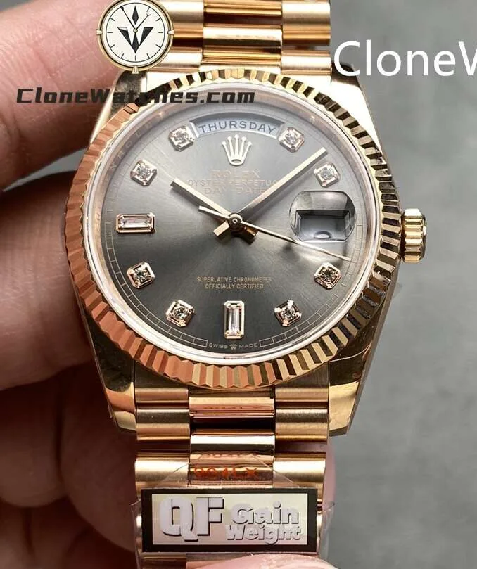 Super Clone Watches – Rolex  Day Date Gray Dial m128235-0050